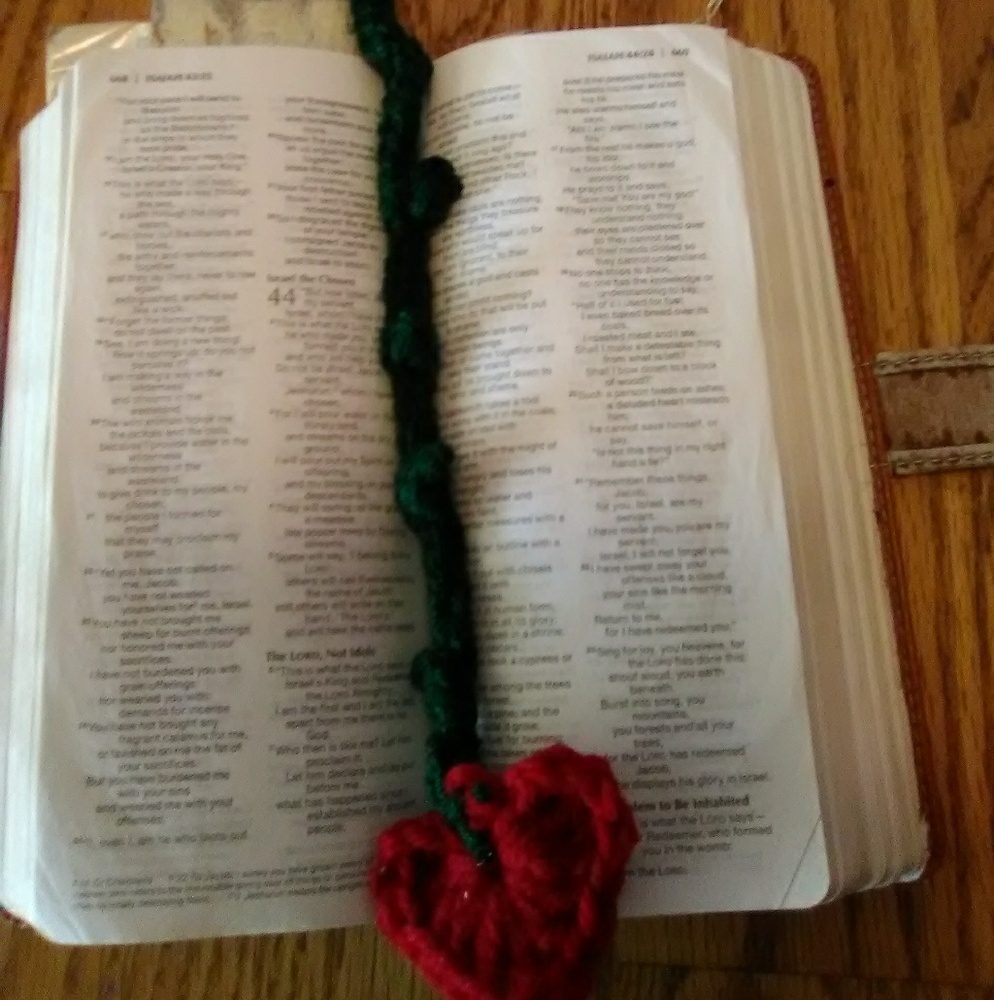 Crocheted Heart Bookmark